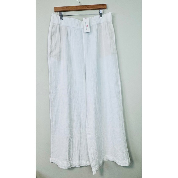 NWT Vineyard Vines White 100% Cotton Cap Gauze Wide Leg Relaxed Pants Large - Picture 6 of 14